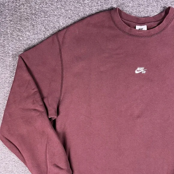 Nike SB Sweaters Mens L Maroon Loose Fit Pullover Skateboarding Swoosh Heavy - Picture 7 of 14